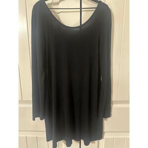 Wet Seal Black Long Sleeve Swing Dress Scoop Back Stretch Tunic Size M